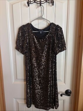Cable & Gauge Black Sequin Shift Mini Dress